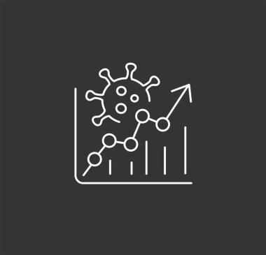 Coronavirus simgesi ve sembolü. Bilgi ya da web sitesi için 2019-nCoV ikonu. Hastalıklı bilgi grafiklerinin yayılması ve büyümesi. Vektör satırı illüstrasyonu