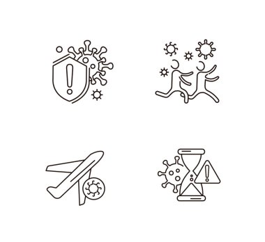 Coronavirus simgesi ve sembolü. Bilgi ya da web sitesi için 2019-nCoV ikonu. Hastalıklı bilgi grafiklerinin yayılması ve büyümesi. Vektör satırı illüstrasyonu