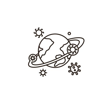 Coronavirus simgesi ve sembolü. Bilgi ya da web sitesi için 2019-nCoV ikonu. Hastalıklı bilgi grafiklerinin yayılması ve büyümesi. Vektör satırı illüstrasyonu