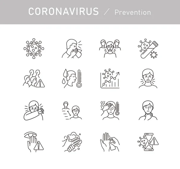 Coronavirusbescherming Preventie Van Nieuwe Epidemie 2019 Ncov Icoon Ingesteld Infographic — Stockvector