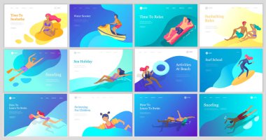 Halkın ailesi ve çocuklarıyla denize, havuza ya da okyanusa iniş sayfası hazırlandı. Erkekler ya da kadınlar mayo içinde yüzüyor, dalıyor, sörf yapıyor, yüzen şişme yatakta yatıyor, top oynuyor..