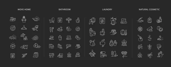 Icono Vectorial Colección Logotipos Para Mudarse Casa Cosméticos Naturales Sanitarios — Vector de stock