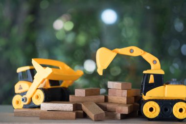 Sarı inşaat makineleri modelli Diorama inşaatı. 