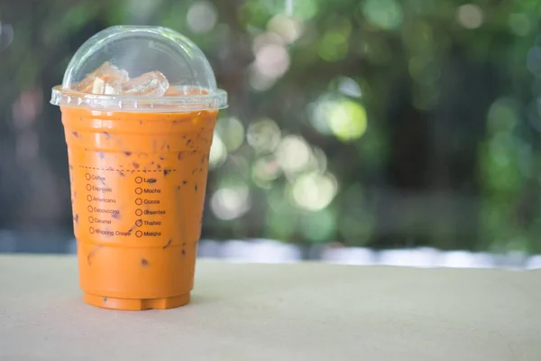 Close up glass of Thai milk tea — Stock Photo, Image