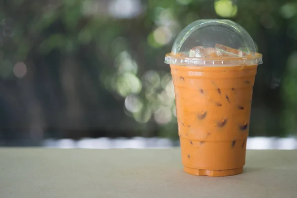 Close up glass of Thai milk tea — Stock Photo, Image