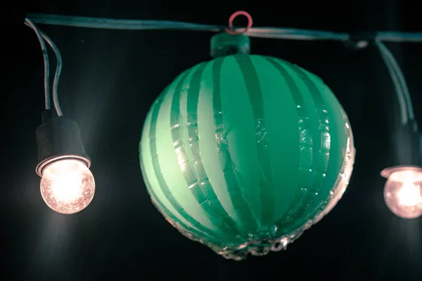 Green paper lanterns decoration in outdoor event