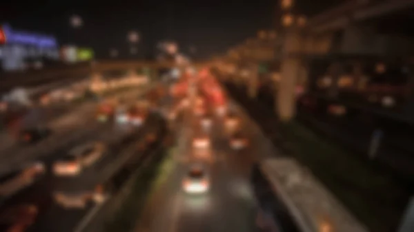 Blurred of car brake light on traffic jam road night — Stock Photo, Image