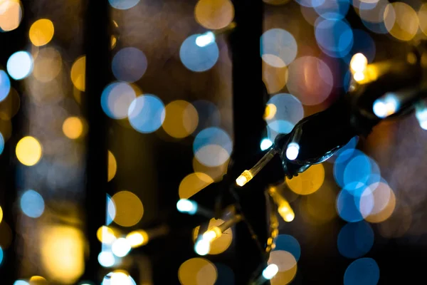 Fundo festivo com luzes LED guirlanda — Fotografia de Stock