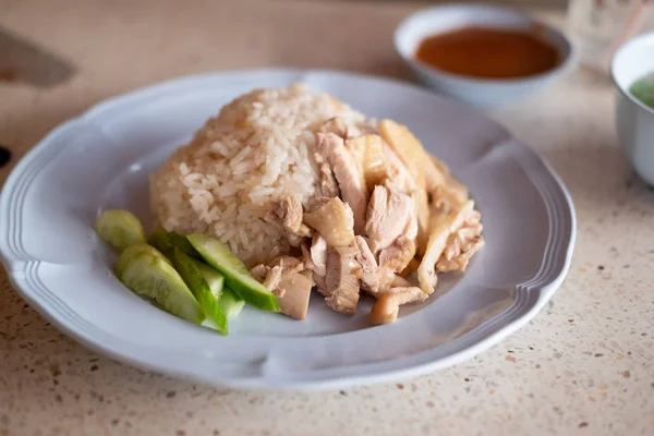 Makanan Thailand gourmet nasi ayam Hainan — Stok Foto