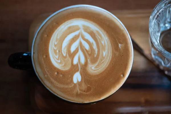 Café Quente Arte Latte Xícara Café Bebida Quente Com Espuma — Fotografia de Stock