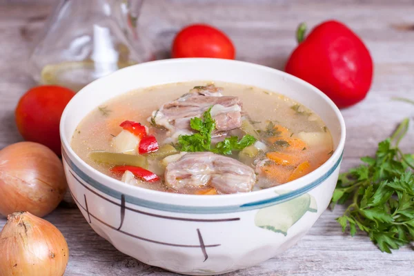 Meat soup with vegetables — Stock Photo, Image