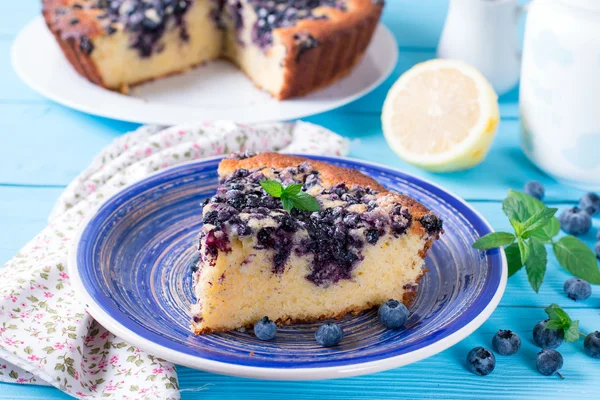 蓝莓自制蛋糕 — 图库照片