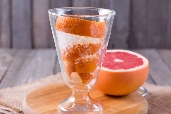 orange peel in a glass