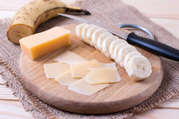 Kaas en banaan ingrediënten — Stockfoto