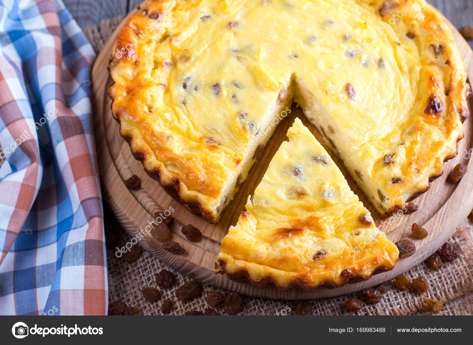 Fresh Baked Homemade Cottage Cheese Casserole With Raisins