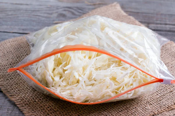 Grated cabbage in a bag. Freezing — Stock Photo, Image