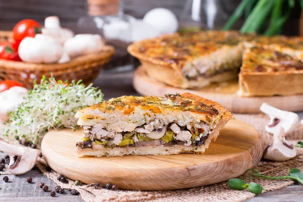 Homemade snack pie with chicken and cheese — Stock Photo, Image