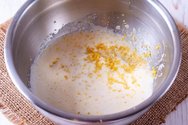 Orange zest in yeast dough — Stock Photo, Image