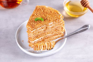 Ballı kek dilimi, seçici odaklanma