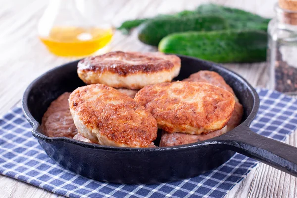 Chicken Cutlets Frying Pan Healthy Food — Stock Photo, Image