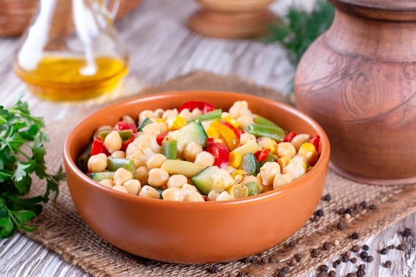 Grão Bico Com Legumes Dieta Vegetariano Comida Vegana Lanche Vitamina — Fotografia de Stock