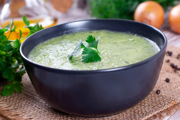 Zucchini Soup Bowl Wooden Table — Stock Photo, Image