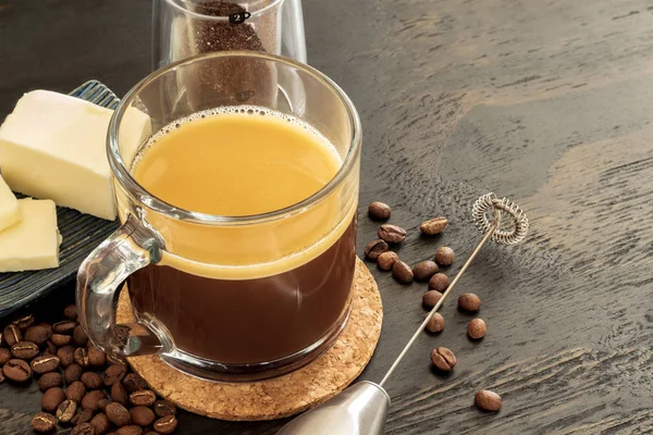 Café Con Mantequilla Prueba Balas Bebida Keto Con Mantequilla Alimentada — Foto de Stock