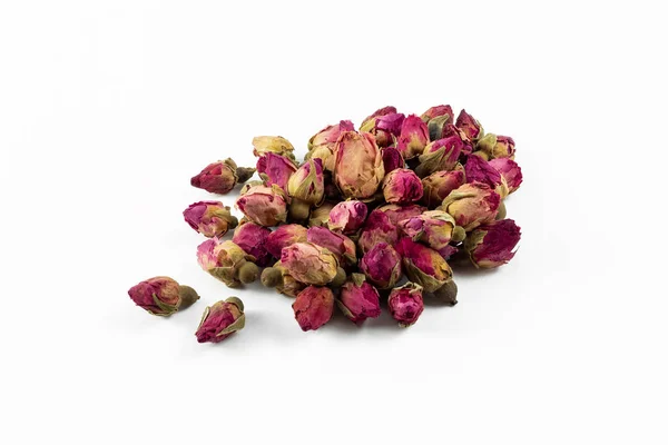 Red Pink Rose Buds Tea White Background — Stock Photo, Image