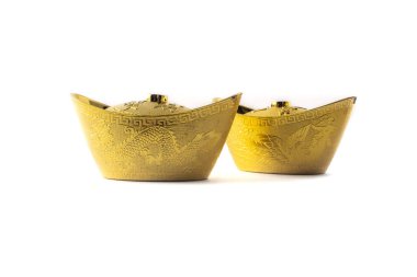 Çin altın külçesi, Ingot, zenginliği temsil ediyor. Genellikle Çin Yeni Yılı 'nda dekorasyon için kullanılır..