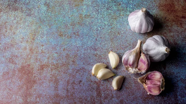 Fresh Garlic Cloves Bulb Colour Background Royalty Free Stock Photos