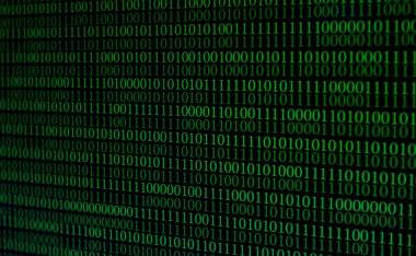 Siyah zeminde yeşil numara 0 ve 1 Dijital