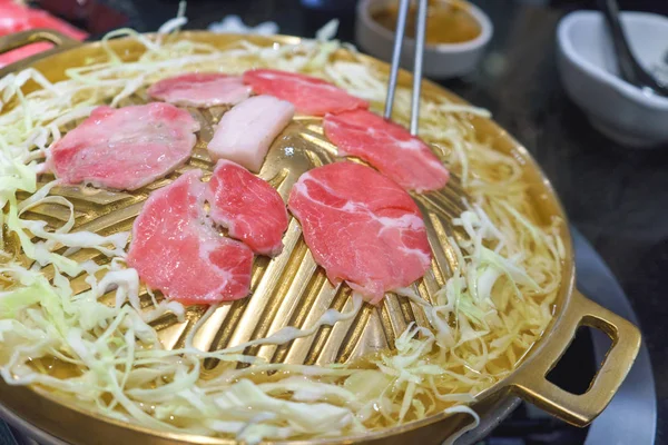 Close-up Grill BBQ Pork on a pan — Stock Photo, Image