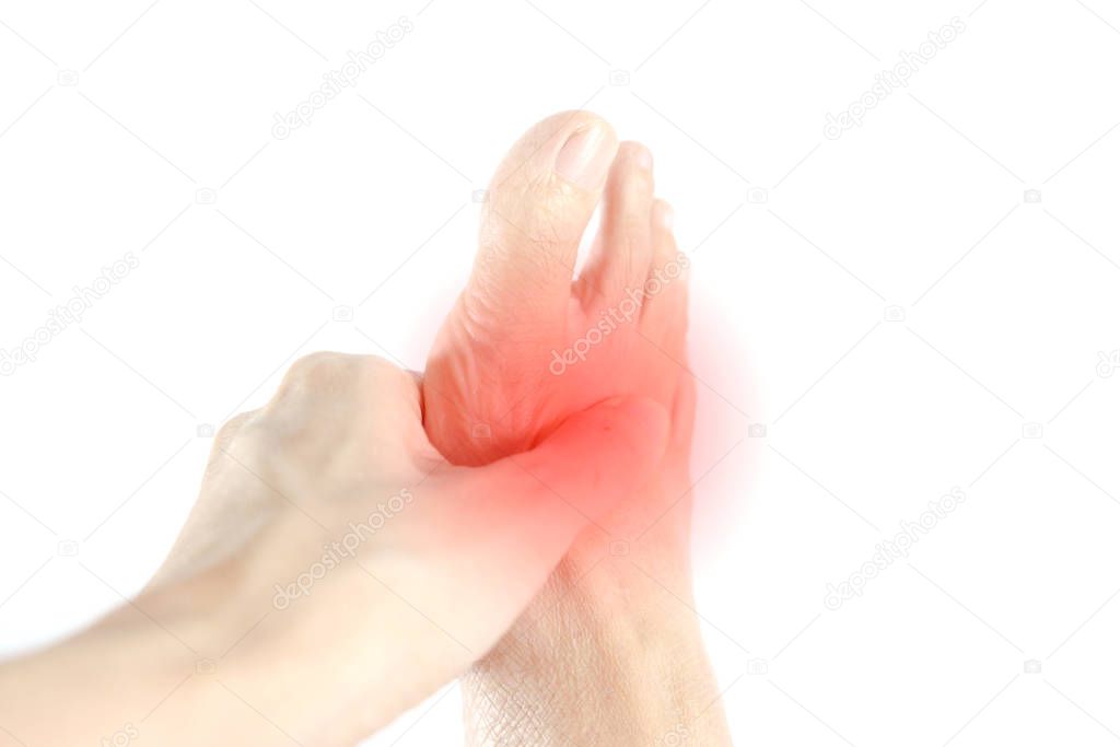 Woman Ankle Pain on white background