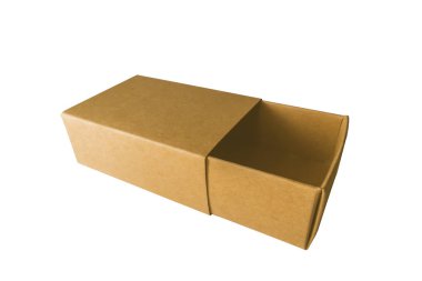 Beyaz arka plan üzerinde izole kahverengi kutusunu açmak