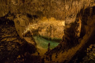 A view into guevas drach, Mallorca, wonderful stalactite cave clipart