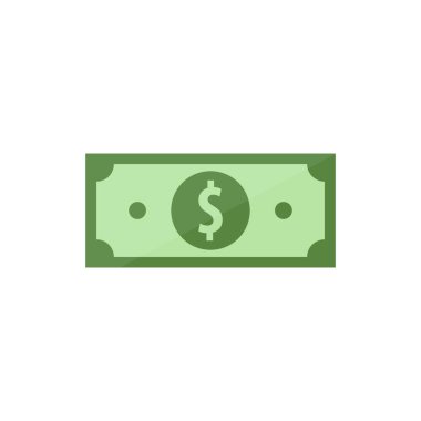 Bir dolarlık banknot simgesi. İzole vektör illüstrasyonu.