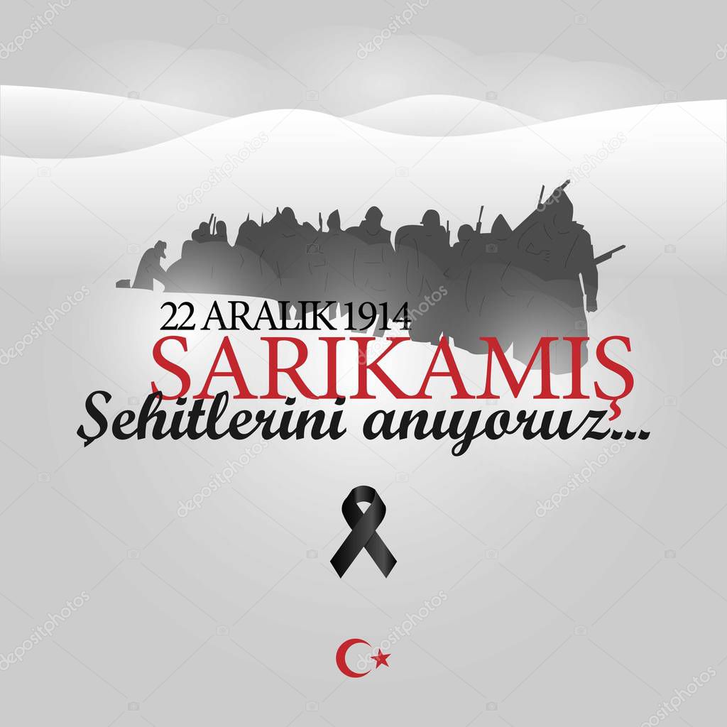 December 22, 1914. Sarikamis Martyrs Memorial Day Poster. Turkish; 22 Aralk 1914 sarikamis sehitlerini aniyoruz.
