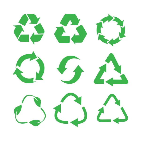 Reciclar Vetor Ícone Reciclagem Isolada Conjunto Símbolo Vetor — Vetor de Stock