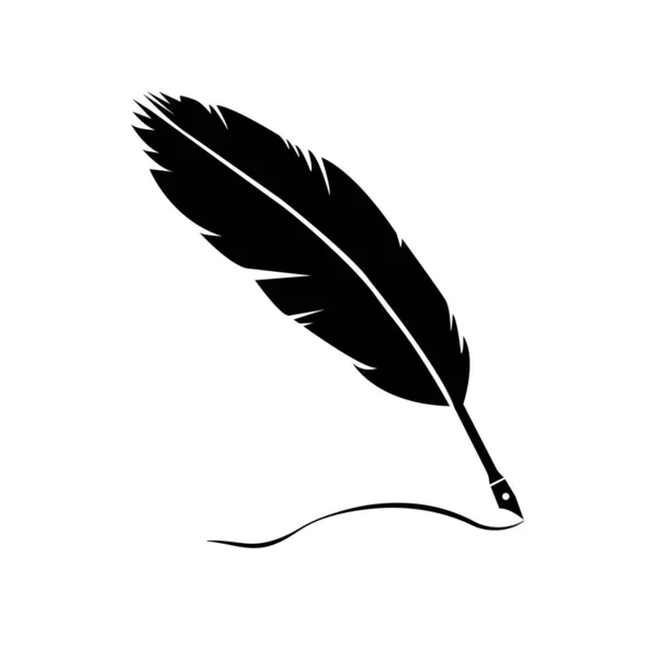 Feather Quill Pen Symbol Vector Illustration Isolated White Background Suitable — Stock Vector