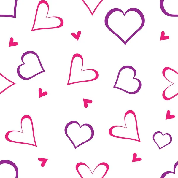 Seamless Heart Pattern Pink Purple Colors Pattern Hearts Valentine Day — Stock Vector