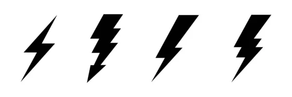 Elektriciteit Bliksem Symbool Set Geïsoleerde Vectorillustratie — Stockvector