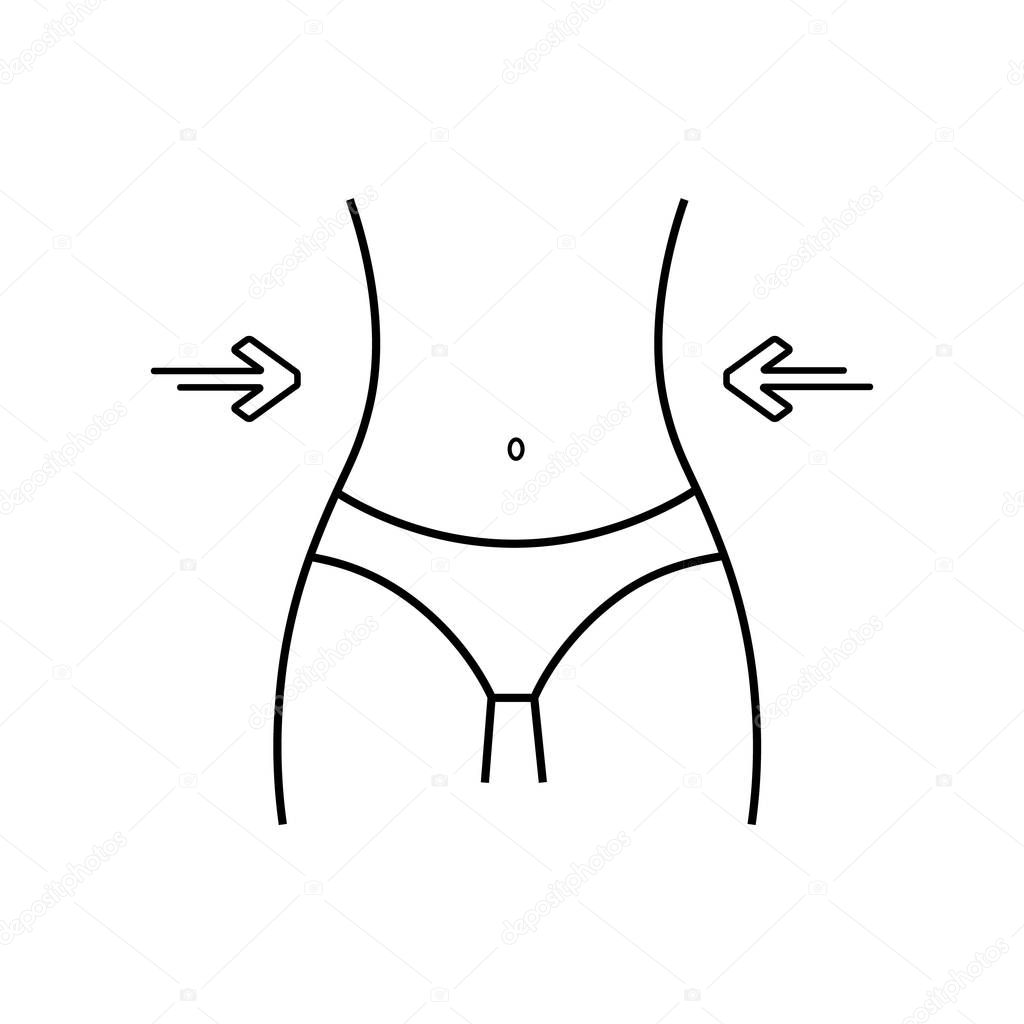 Diet icon line icon. Slim woman waist. Isolated vector illustration.
