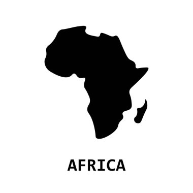 Afrika haritası simgesi. Basit bir çizim. İzole vektör illüstrasyonu.