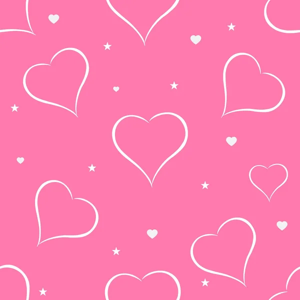 Corazones Patrón Sin Costuras Sobre Fondo Rosa Ilustración Vectorial — Vector de stock