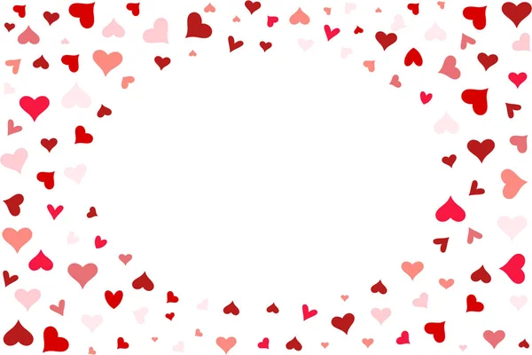 Фон Летающих Сердец Различные Оттенки Красного Цвета День Святого Валентина — стоковый вектор