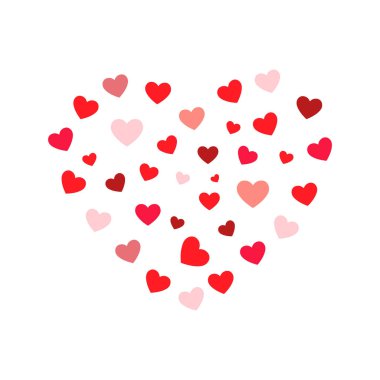 Kalp şekli tasarımı. Uçan kalpler. Kadınlar günü için tasarım öğesi, Sevgililer Günü. İzole vektör illüstrasyonu.