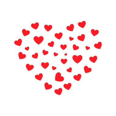 Kalp şekli tasarımı. Uçan kalpler. Kadınlar günü için tasarım öğesi, Sevgililer Günü. İzole vektör illüstrasyonu.