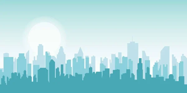 Paisaje Urbano Plano Ilustración Vectorial Ciudad Moderna Skyline Paisaje Urbano — Vector de stock