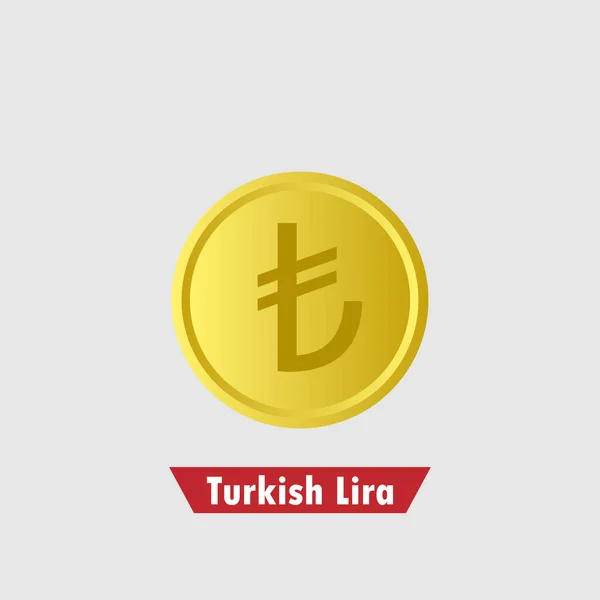 Zlatý Turecký Symbol Liry Izolovaná Vektorová Ilustrace — Stockový vektor