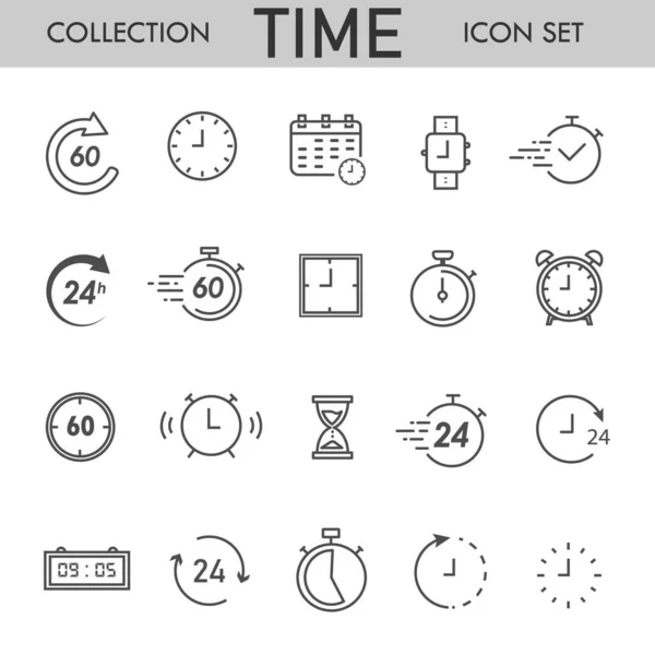 Clock Time Set Icons Isolated Editable Simple Vector Illustration Stock Illustration